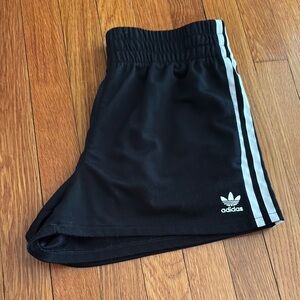 Adidas Black Athletic Shorts with White Stripes